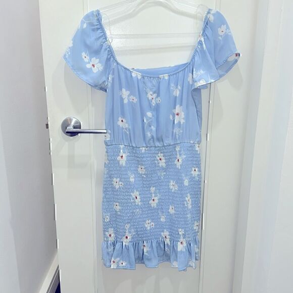 NWOT- ROWA Blue Flower Dress Size Small Stretchy - Picture 5 of 10